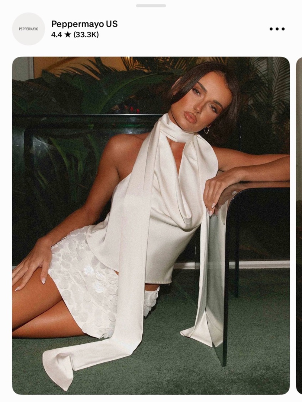 Peppermayo White Satin Halter top